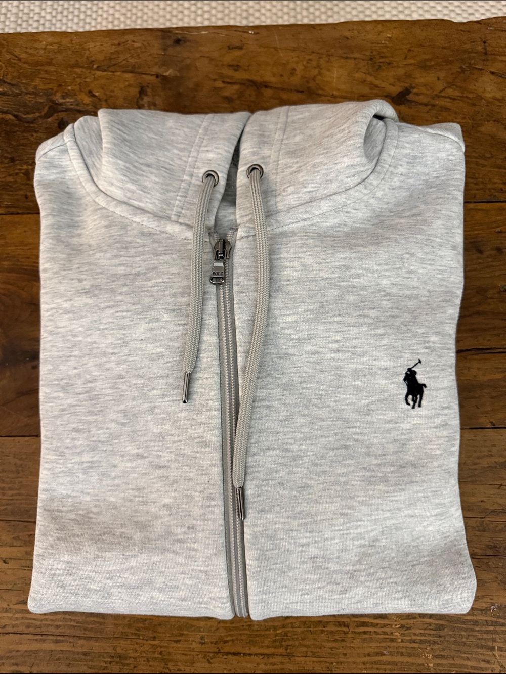 Polo Ralph Lauren Gray Full Zip Performance Hooded Sweatshirt Black Pony Size L